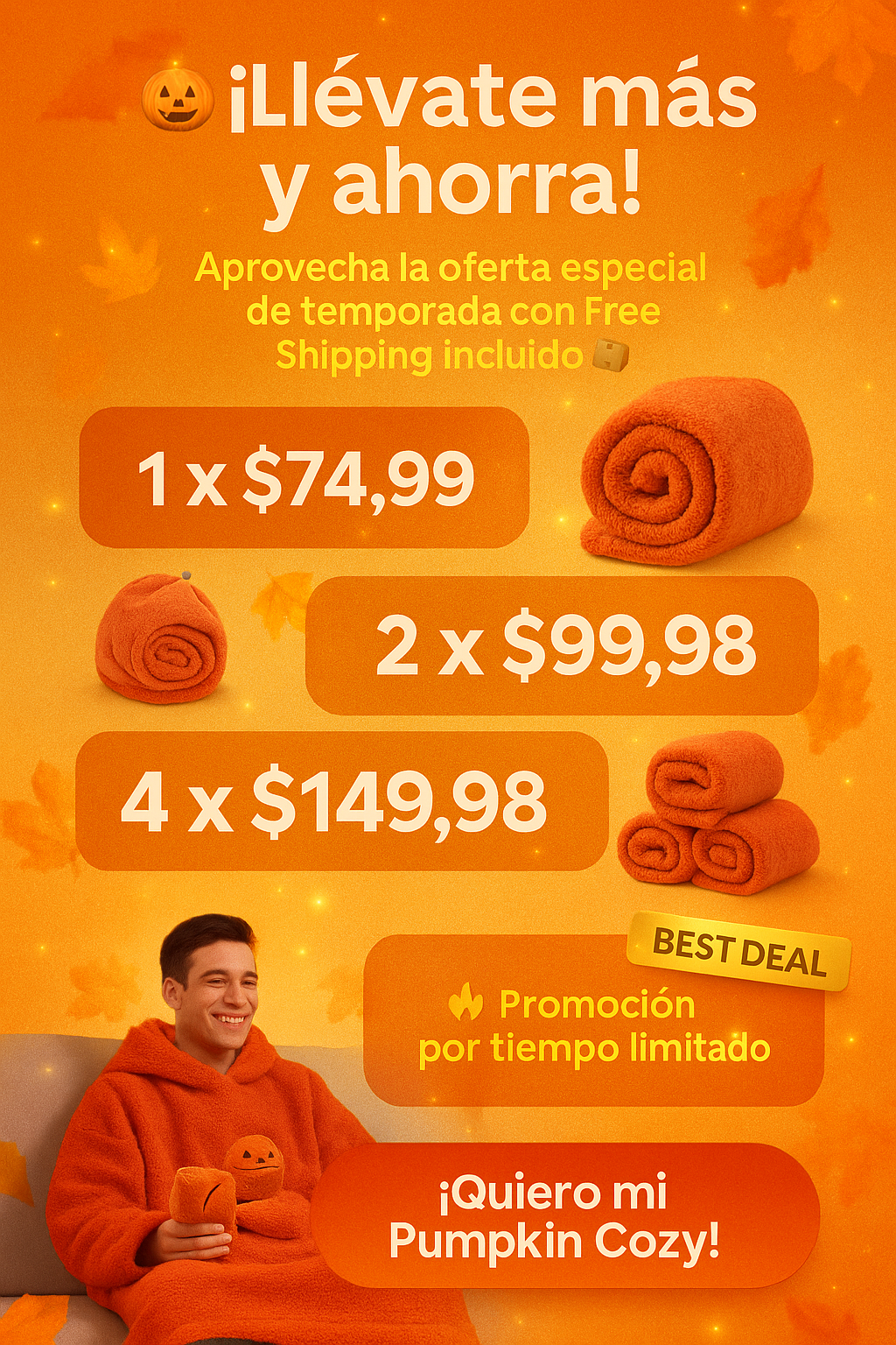 🎃 CozyPumpkin-Sudadera con capucha de calabaza de Halloween