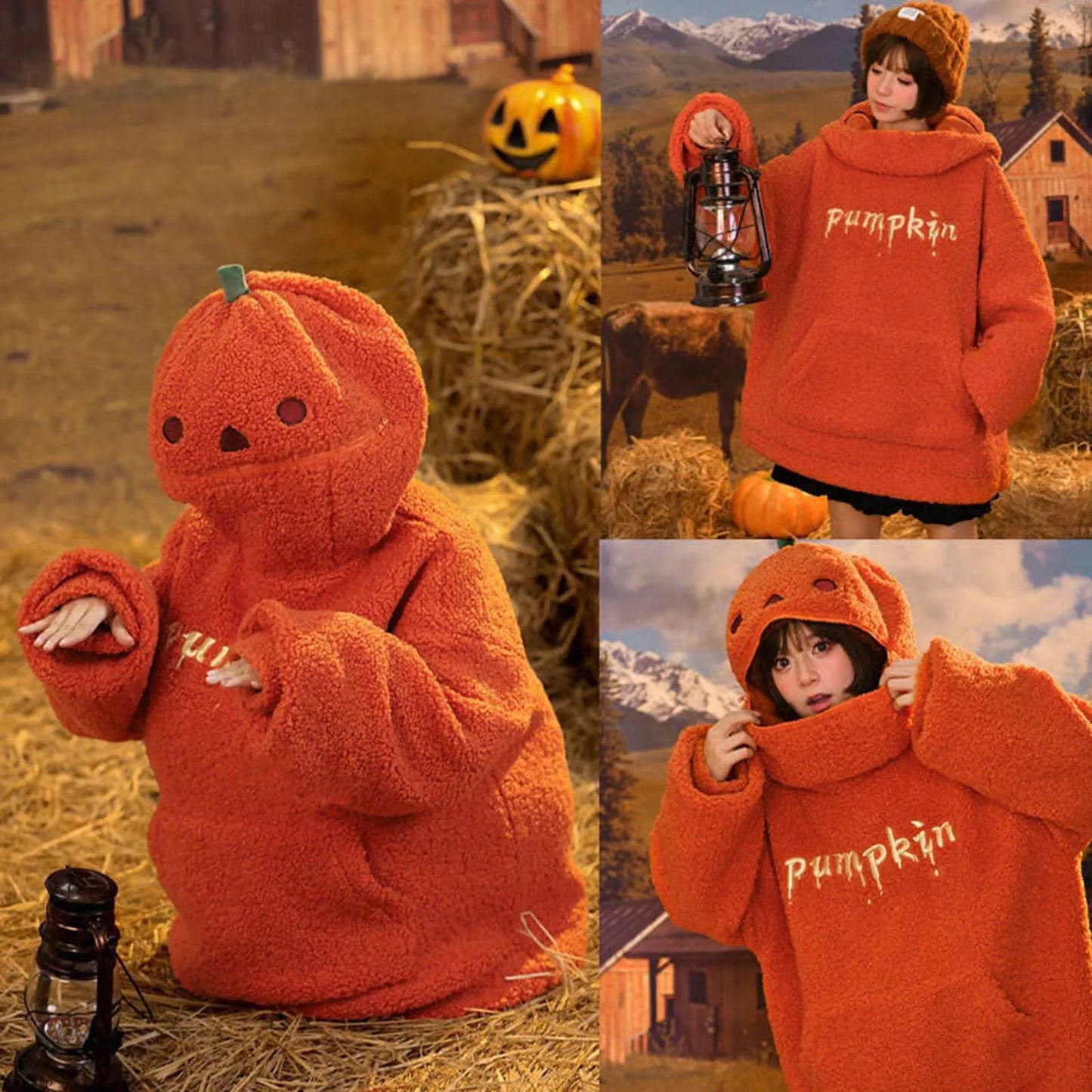 🎃 CozyPumpkin-Sudadera con capucha de calabaza de Halloween