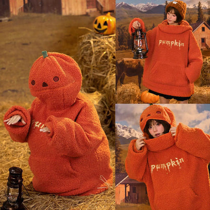 🎃 CozyPumpkin-Sudadera con capucha de calabaza de Halloween
